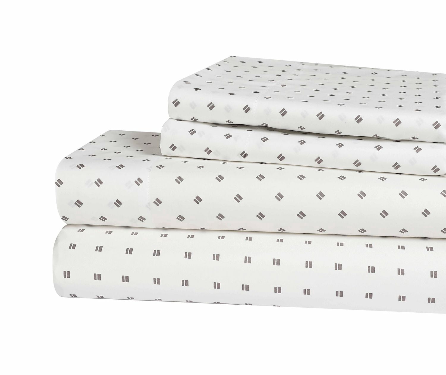Swift Home 4-Piece Printed Sheet Set, Grey Plaid, King