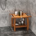 thumbnail image 4 of Gymax Teak Wood Shower Bench 2-Tier Wooden Shower Stool w/ Curved Seat Handles Large, 4 of 10
