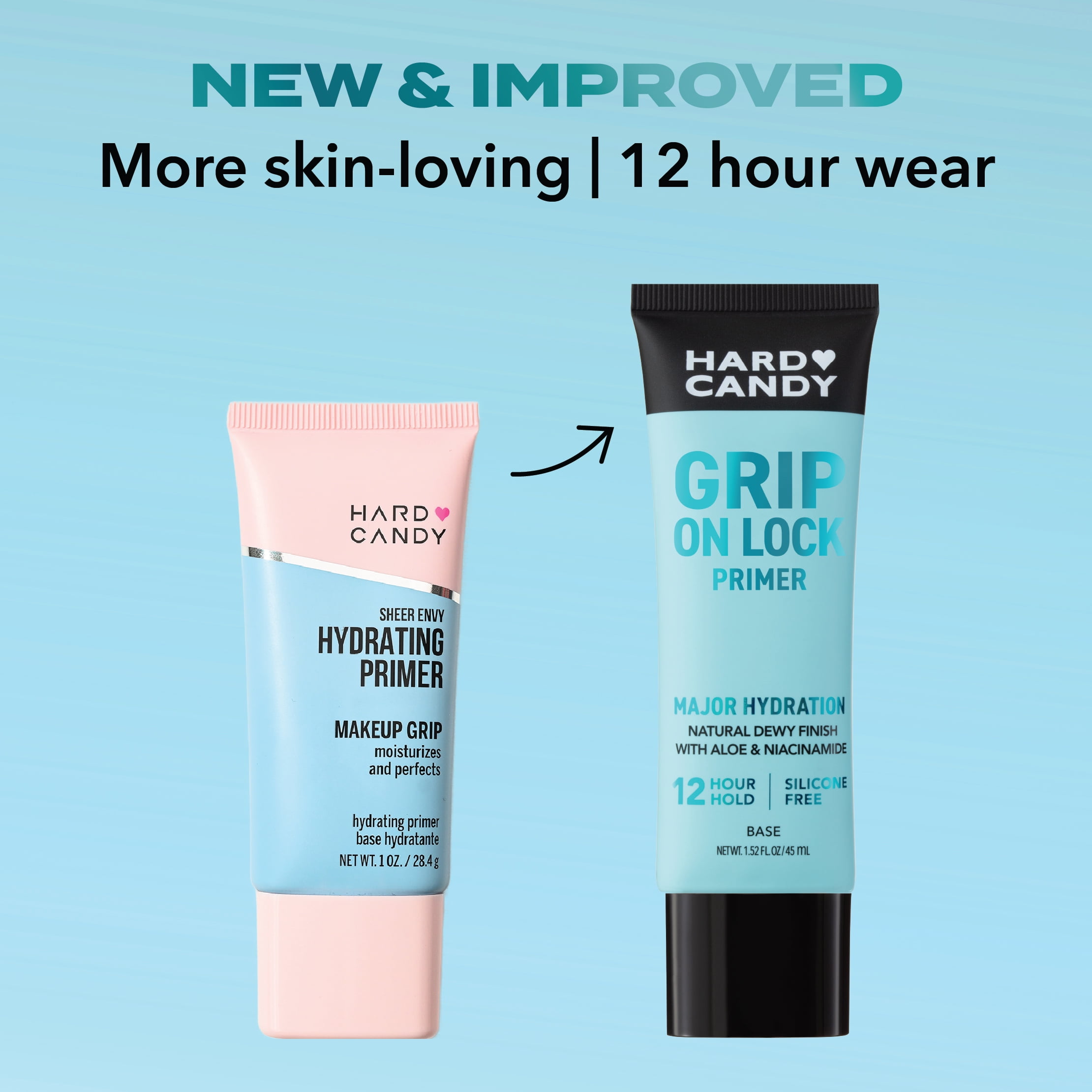 Hard Candy Grip On Lock Base de teint 12 heures à base d'eau, hydratante, aloe vera, niacinamide