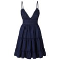 thumbnail image 1 of CAROOTU Lace Slip Dress Piecing Backless Bowknot V Neck Spaghetti Strap Above Knee Length Dress, 1 of 8