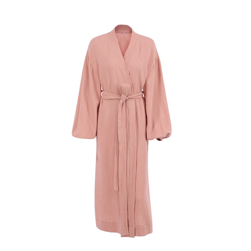 Dalazy Women Spring Front Open Casual Style Sleepwear Girls Simple Long Sleeve Sleep Robe Home Pajama Clothing Brown S