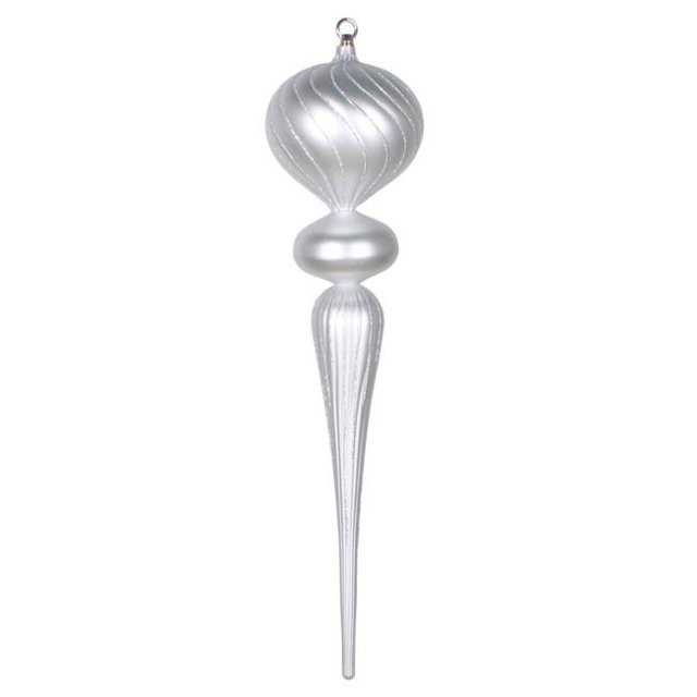 Vickerman MT195407 Ornement Finial Argenté Mat Pailleté 25 Po.