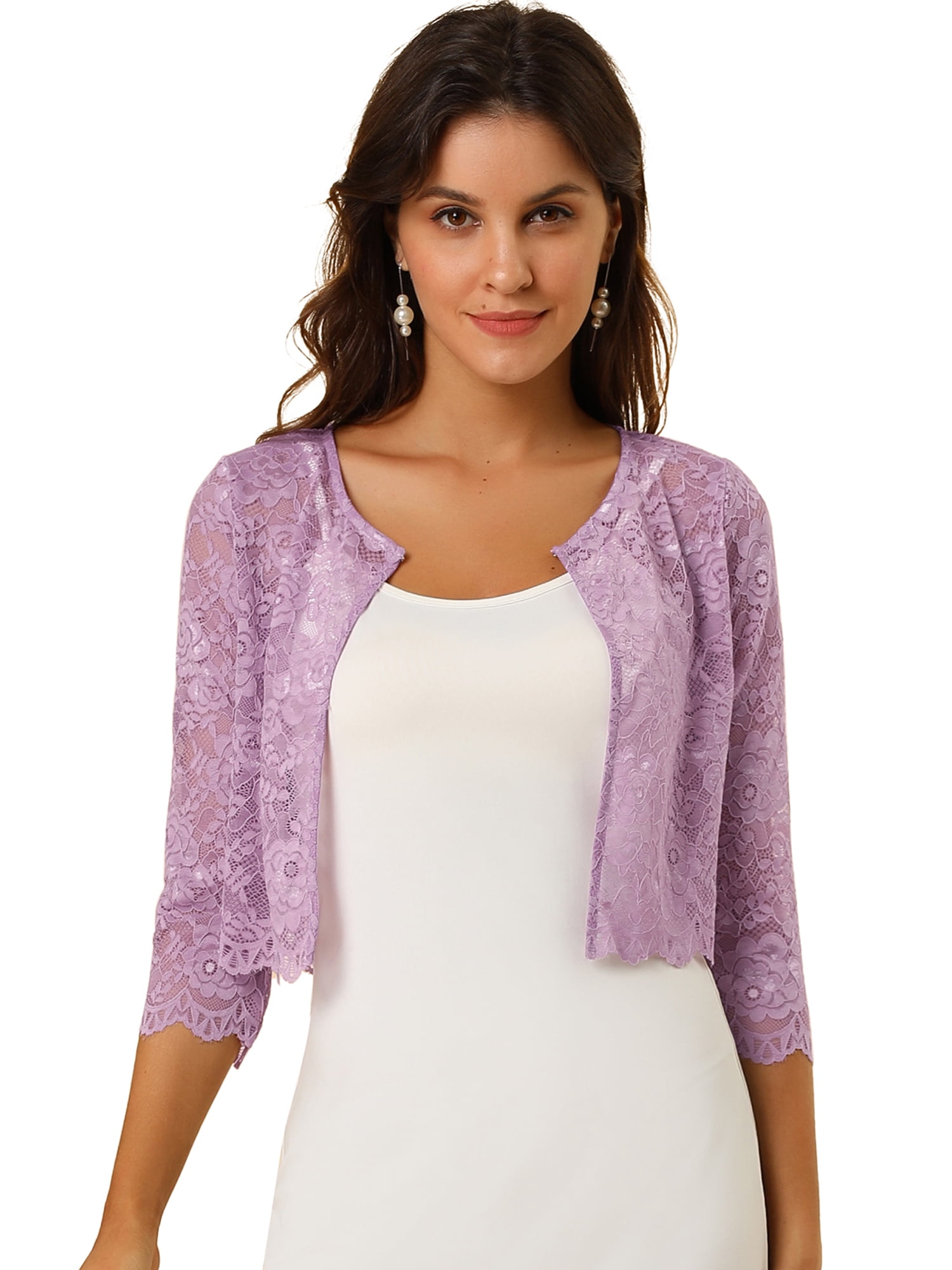 INSPIRE CHIC Cardigan Boléro Court en Dentelle Florale Intégrale de Loisirs pour Femmes