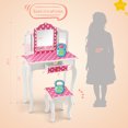 thumbnail image 4 of Costway Kid Vanity Set Wooden Makeup Table Stool Tri-Folding Mirror Polka Dot Print Pink, 4 of 10