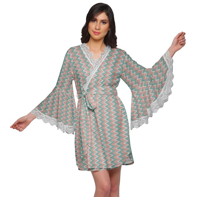 Moomaya Printed Robe For Women Dressing Gown Short Cotton Summer Bathrobe