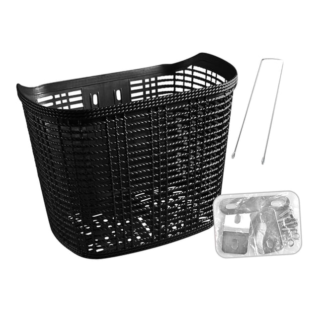 S SERENABLE Bike Basket Bike Storage Basket with Strut Rainproof Front Frame Bike Basket Bike Hanging Basket for Mountain Bikes Shopping , Black Short strut