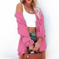 thumbnail image 4 of IROINID Manteau Blouson Mi-Long pour Femme, Col à Revers, Couleur Unie, Manches Longues, Coupe Ample, Veste à Revers pour Dames, Manteau avec Poches, Vêtement d'Extérieur, Rose, 4 of 9
