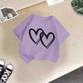 thumbnail image 5 of GDREDA Vêtements Fille Enfant Filles Mignon Graphique Col Rond T-Shirt Manches Courtes Été Chemise Décontractée Hauts Décontractés Fille Violet Clair, 7-8 Ans, 5 of 5
