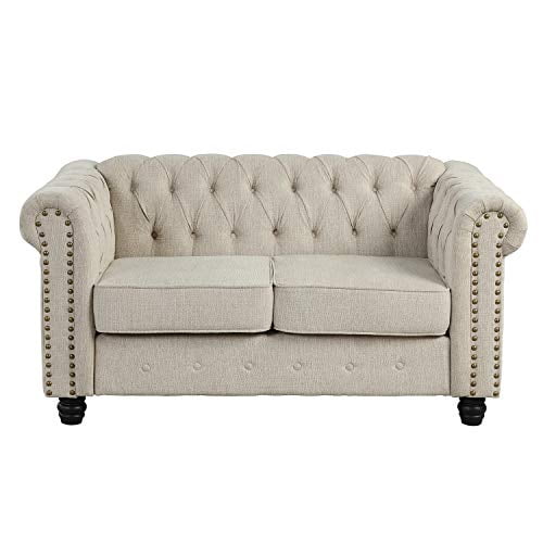 Morden Fort Couches for Living Room, Loveseat for Living Room Furniture Sets, Loveseat, Fabric, Linen Beige