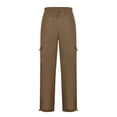 thumbnail image 5 of RXIRUCGD Men Casual Trousers High Waist Drawstring With Multi-Pockets Long Pants, Coffee, Size: S, 5 of 5