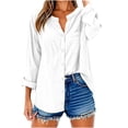 thumbnail image 4 of Wensltd Chemises à Manches Longues Col en V pour Femmes Tunique en Lin Ample avec Poche, 4 of 6