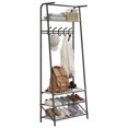 thumbnail image 3 of Coat Rack Shoe Bench, 4-in-1 Hall Trees Entryway Bench with Coat Rack and Shoe Rack, Wood Look Accent Furniture with Steel Frame Storage Shelf and Hanging Bar, Industrial, Rustic Brown & Black, 3 of 9