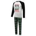 thumbnail image 2 of ITFABS Pyjamas de Noël Assortis pour la Famille, Hauts Raglan à Lettres + Pantalons à Carreaux, 2 of 9