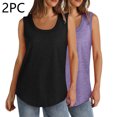 thumbnail image 2 of Plebaso Débardeurs 2025 pour Femmes, Lot de 2, Col Rond, Sans Manches, Chandails Décontractés Amples d'Été, Tuniques Basiques, 2 of 7