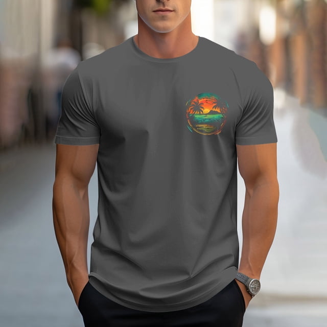 Styesk T-Shirts pour Homme Mode Décontractée Hommes T-shirt de Sport Imprimé Manches Courtes Col Rond Chemisiers Chemises