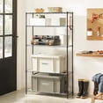 thumbnail image 3 of SONGMICS 5-Tier Metal Storage Shelves, Kitchen Wire Shelving Unit, Storage Rack with Adjustable Shelves, Shelf Liners, 8 Hooks, for Garage, 30 x 90 x 160 cm, Black, 3 of 6