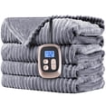 thumbnail image 2 of SUNNY HEAT Heated Electric Blanket Soft Flannel Twin Size 62" x 84", Fast HEAT, 10 Heating Settings & 12 Hours Auto Shut-Off, Grey, 2 of 8