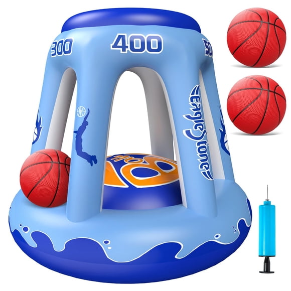 EagleStone Panier de Basketball Gonflable pour Piscine pour Enfants et Adultes, Panier de Basketball Flottant de 47 Pouces pour Piscine avec 3 Ballons, Pompe, Piscine Extérieure d'Été