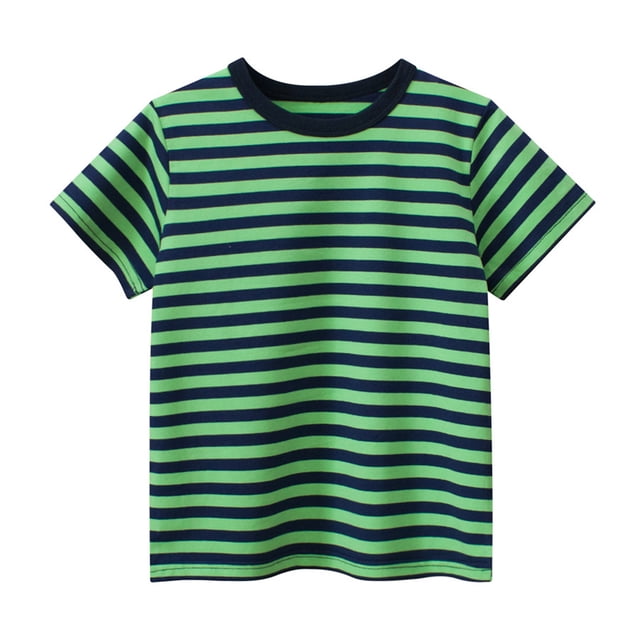 RXIRUCGD 2025 Vêtements d'Été pour Enfants T-shirt à Manches Courtes à Rayures Col Rond