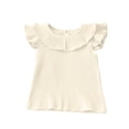 thumbnail image 1 of LLYwey Baby Girls Ruffle Tank Tops - Toddler Casual Ribbed Smocked Sleeveless T-Shirts - Kids Button Keyhole Back Summer Tanks, T-7, Yellow, 6 Months, 1 of 3