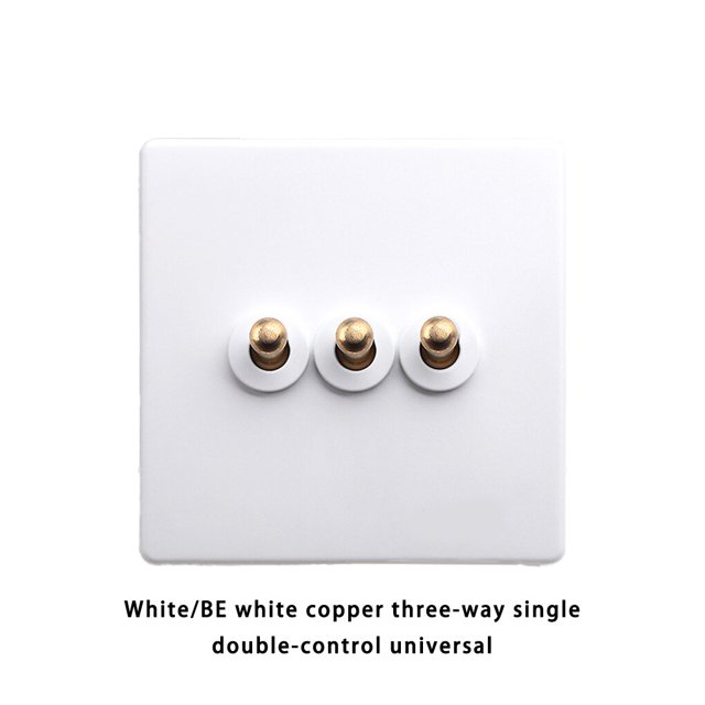Langgg Switch Wall Button Socket Lever Toggle Control White Improvement Antique Household Brass Light Panel Accessory Supply Connector 3