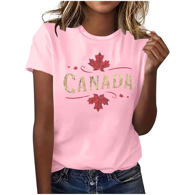 Pisexur Nouveau T-shirt à Manches Courtes Col Rond Imprimé Décontracté pour Femmes, Hauts d'Été pour Femmes Rose, G