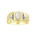 thumbnail image 1 of RYLOS Men's Rings 14K Yellow Gold Ring Classic Designer Style 8X6MM Oval Gemstone & Diamond Ring Opal October Birthstone Rings For Men Size 10, 1 of 7