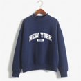thumbnail image 2 of HNMKIU Women's Tops Autumn Winter O Neck Solid Color Printed Long Sleeve Pullover Sweatshirt, 2 of 4