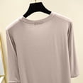 thumbnail image 4 of Timegard Hauts pour Femmes Col Rond Manches 3/4 Blouse Ample Confortable Décontractée Couleur Unie Pyjama T-Shirt Hauts, 4 of 6