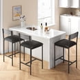 thumbnail image 3 of Bar Stools Set of 2, Kitchen Bar Stools with Footrest, 25.5" Upholstered Bar Chairs with Back, Counter Height Barstools for Counter Bar, Island, Easy Assembly, Rustic Gray, 3 of 7