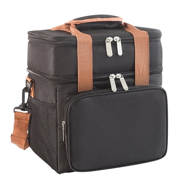Lunch Bag for Work and Travel - Insulated Large Double Compartment Durable Leak Proof Freezer Bag for Men Women and Adults