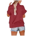 thumbnail image 2 of Plebaso Chemises en Coton et Lin pour Femmes à Boutons Col en V T-Shirts Col Léger Manches Courtes Blouses Décontractées, 2 of 6