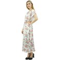 thumbnail image 2 of Bimba Robe Longue Maxi en Satin à Cordon, Kimono Kaftan Floral Blanc pour Femme - 16, 2 of 9
