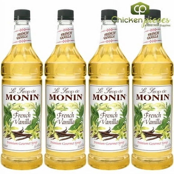 Monin French Vanilla Beverage Syrup, Premium Gourmet Coffee and Dessert Sweetener, 1L (33.81 oz) Bottle, 4/Case