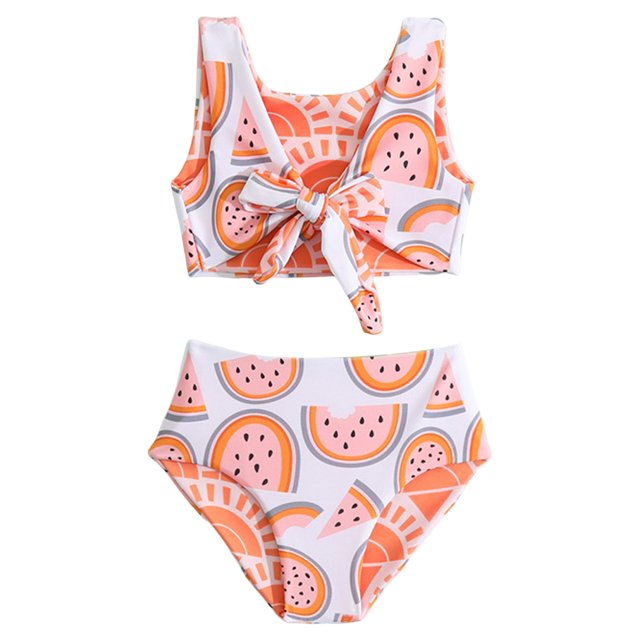 MIASHUI Girls Swimsuit Two Pieces Bikini Set Watermelon Print Bathing Suits Swimwear,Orange,12-18 Months