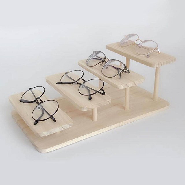 thinsony Wooden Sunglasses Rack Glasses Display Stand Holder Organizer Stand 4 Layers