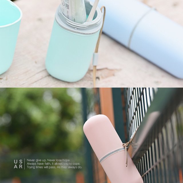 facefd Travel Toothbrush Case Capsule Toothbrush Cup Holder 2 in 1 Cover Container Bathroom for Business Use Outdoors Pink