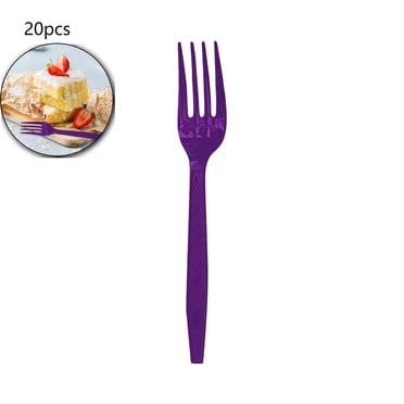 Dvruxg Purple Plastic Party Cutlery Set of 20 Fork 6.69in