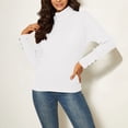 thumbnail image 2 of Lenpel Women's Turtleneck Sweaters Lightweight Long Sleeve Slim Ribbed Knit Pullover Tops Fall Fashion Outfits(White,Medium), 2 of 5