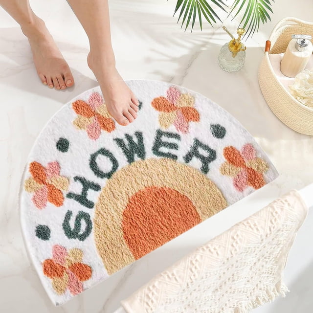 TopLLC Bathroom Rugs,Kitchen Rugs, Thickened Semi-Circular Shower Mat - Water Absorbent Non-Slip Bathroom Rug For Doorway Toilet Washroom And Bathroom Entrance - Ensuring Comfort carpeting carpeting