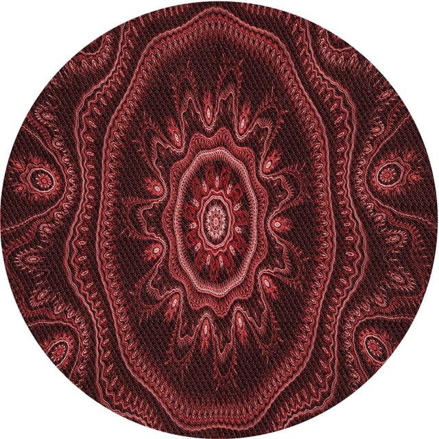 Ahgly Company Tapis de Zone Rond d'Intérieur Lavable à la Machine, Transitionnel, Rouge Brique de Feu, 5 Pieds Rond