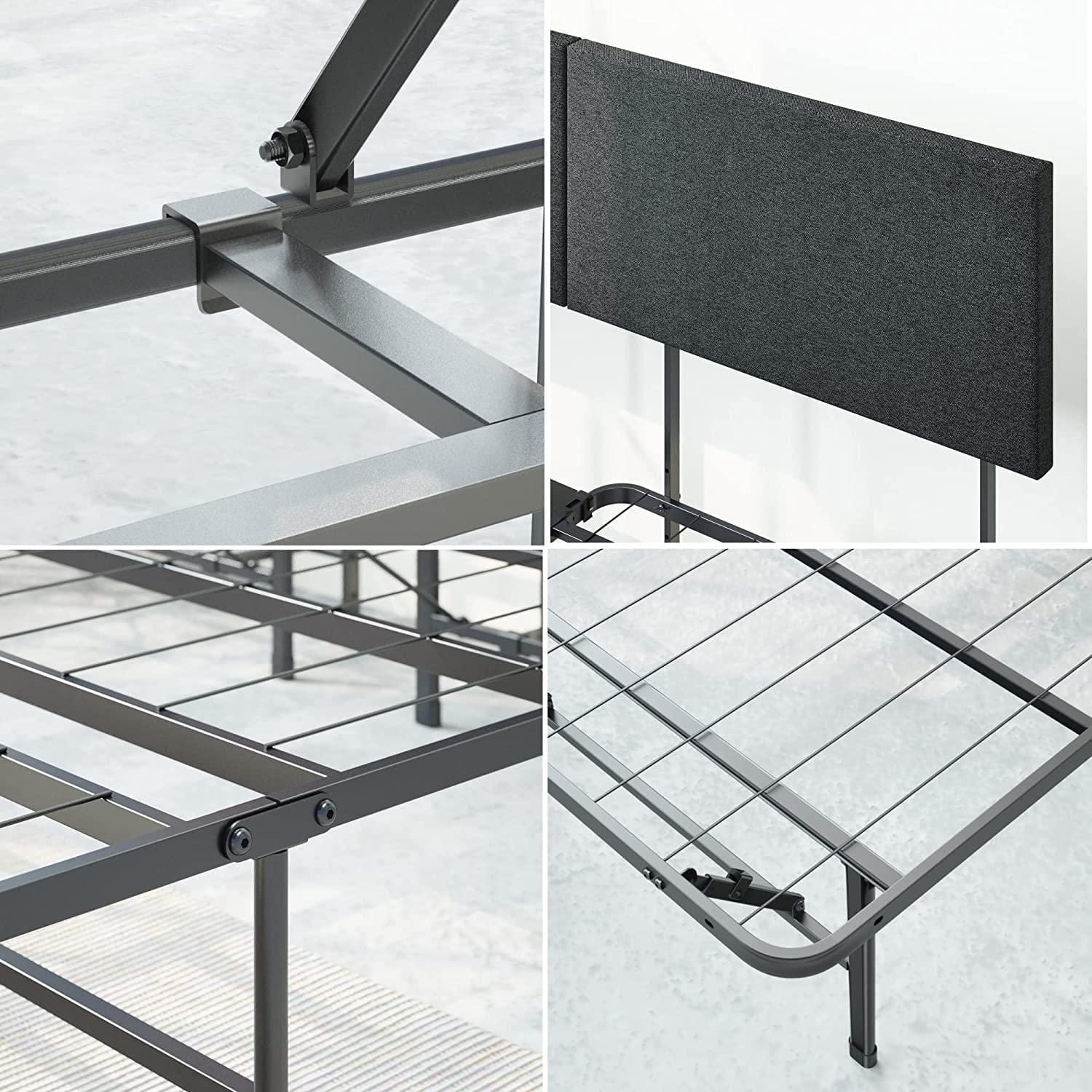 Cadre de lit plateforme en métal Zinus SmartBase avec tête de lit rembourrée et base de matelas