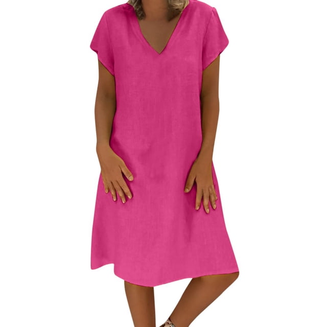 AMERTEER Robe Décontractée en Coton Style Été pour Femmes