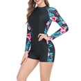 thumbnail image 1 of cllios Womens Boyshort One Piece Rashguard Padded Swimsuit UPF 50 Back Zipper Surf Wetsuit Long Sleeve Bathing Suits Rash Guard Swimwear Red S, 1 of 9
