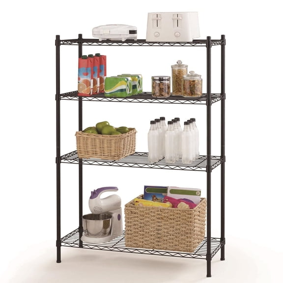 Hyper Tough 4 TABLETTES ÉTAGÈRE DE RANGEMENT EN MÉTAL, 158.8kg CAPACITÉ PAR<br>TABLETTE, Couleur Noire