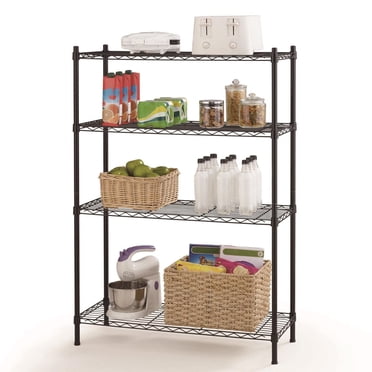 Hyper Tough 4 Tier Metal Storage Rack, Wire Shelving, 350lbs Loading Capacity for Each Shelf, Black Color
