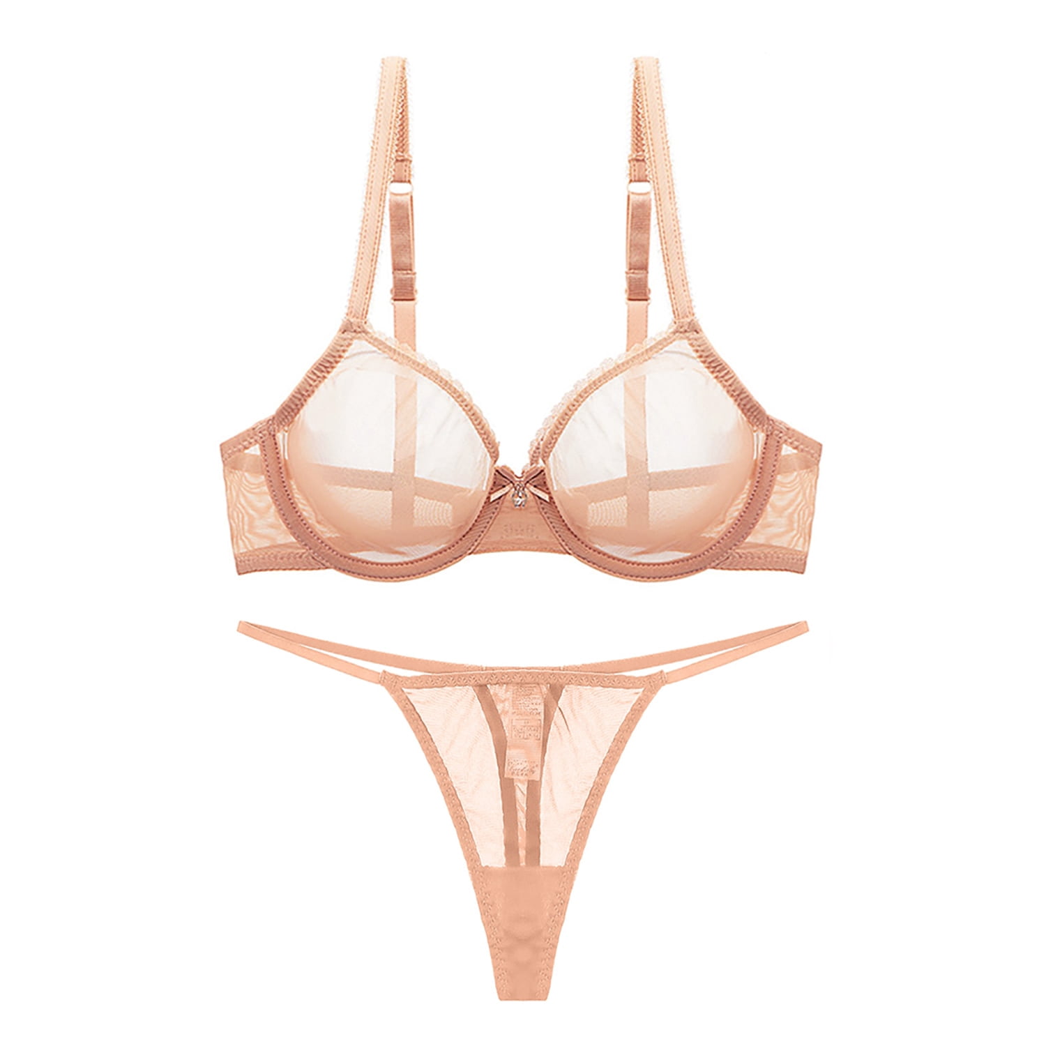 Varsbaby Women's See Through Underwire Bra and G-String Lingerie Set