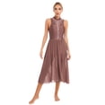 thumbnail image 1 of Sinleey Costumes de Danse Lyrique pour Femmes Robe Longue Fluide en Tulle Sans Manches à Sequins Moderne Contemporaine Rouge Brun TG, 1 of 6