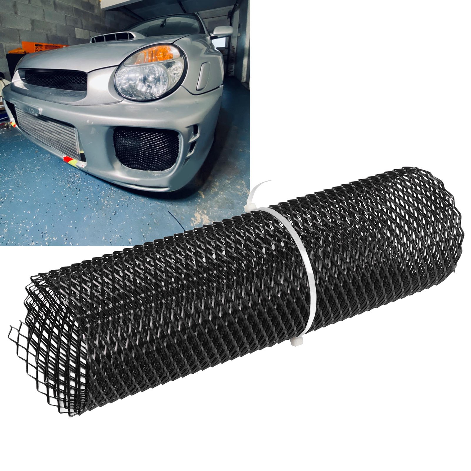 Car Front Grille Trim, Car Front Center Grid Grille Rhombic Mesh Stable Structure Aluminum Universal Fit For Cars