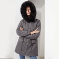 thumbnail image 4 of Yuyuzo Womens Winter Coats Hooded Long Sleeve Button Zip up Quilted Jacket with Zipper Pockets Solid Color, 4 of 6